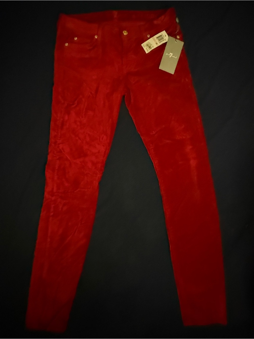 NWT 7 For All Mankind The Skinny Velvet Ruby Red Size 28 $178